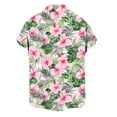 thumbnail image 6 of Men's Hawaiian Wrinkle Short Sleeve Button Down Tropical Floral Beach Vacation Shirt Green 3XL, 6 of 7