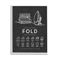 Stupell Industries Laundry Diagram Symbols Chart Ironing Folding Guide Graphic Art White Framed Art Print Wall Art, Design by Lettered and Lined
