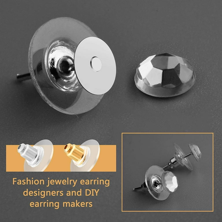 Earring Backs, 300pcs Bullet Clutch Earring Backs Replacements  Hypo-Allergenic Rubber Earring Stoppers (Silver and Gold) 
