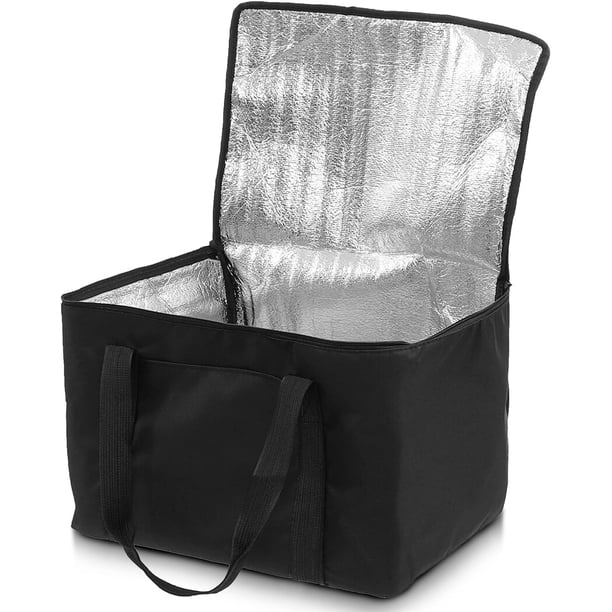 Bolsas de compras aisladas Blaсk Bolsa de comestibles aislada de 15' x 10' x 10' Paquete de 2 bolsas de entrega de alimentos aisladas Bolsa aislante resistente de 15x10x10 para compras de