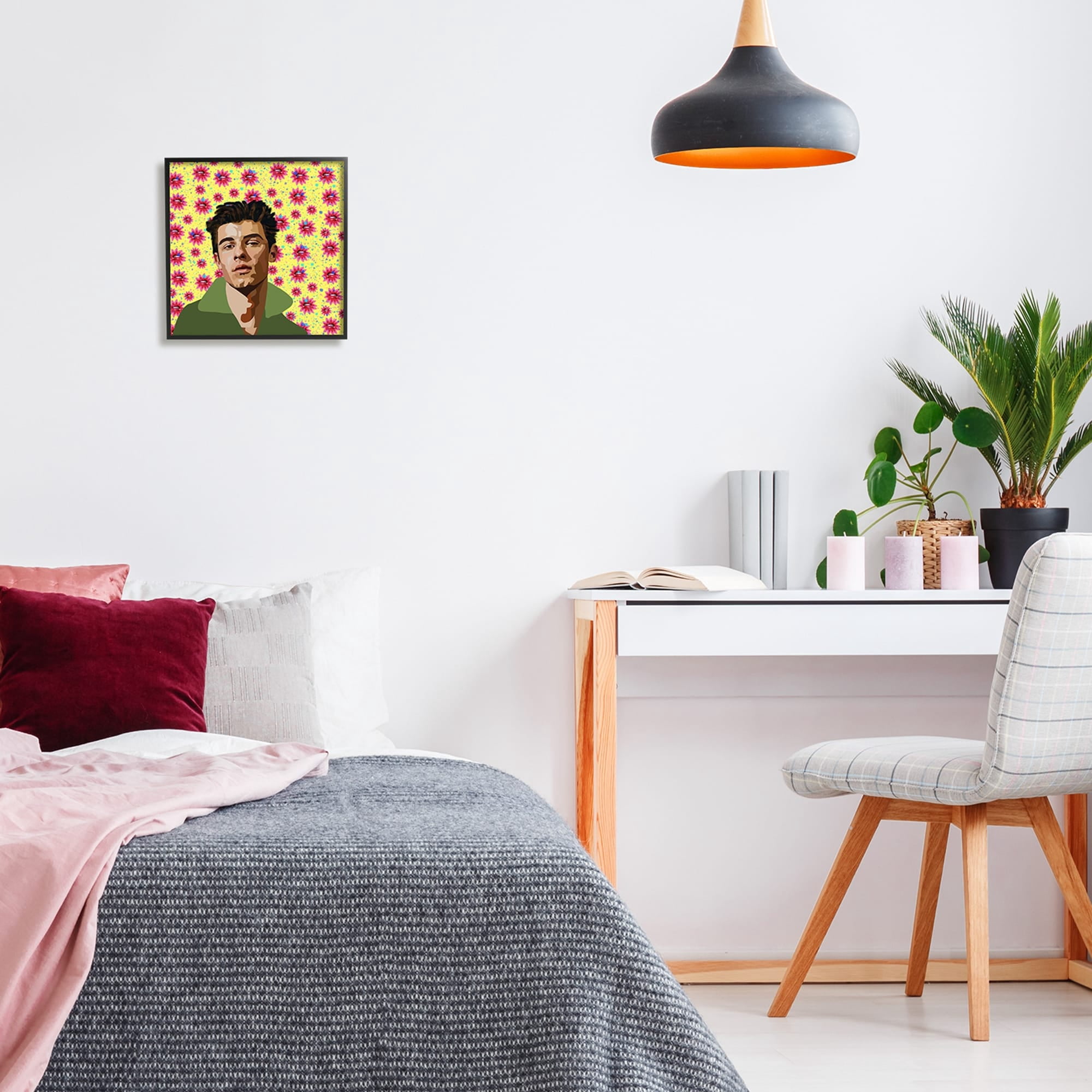 Stupell Industries Groovy Yellow Floral Pattern Modern Mendes Portrait, 12 x 12, Design by Lynnda Rakos