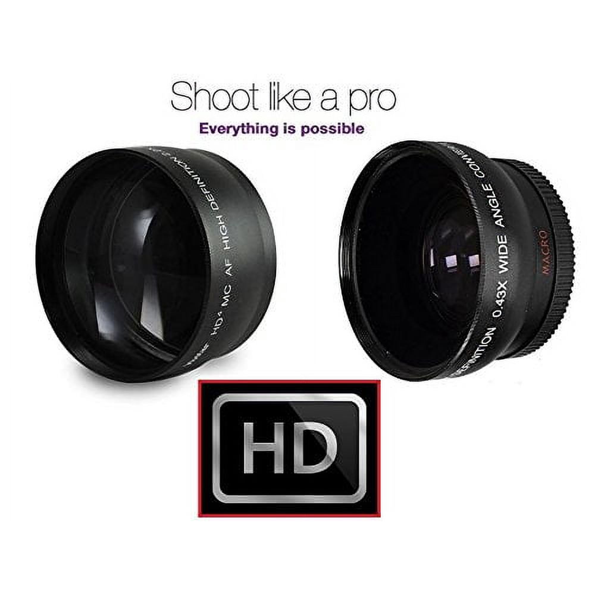 2-Pc Lens Kit Hi-Definition Telephoto & Wide Angle Lens Set For Canon EOS M5 M10 (49mm compatible)