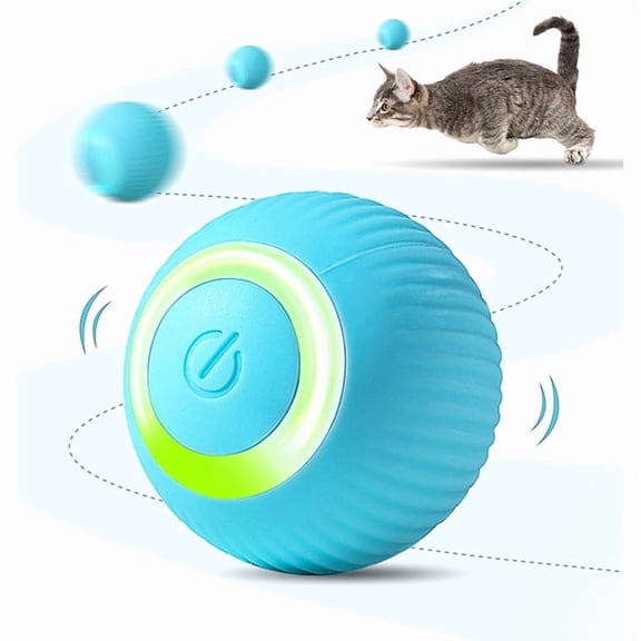 Intelligent Cat Ball Toy with LED Lights & USB Rechargeable, Blue Ball