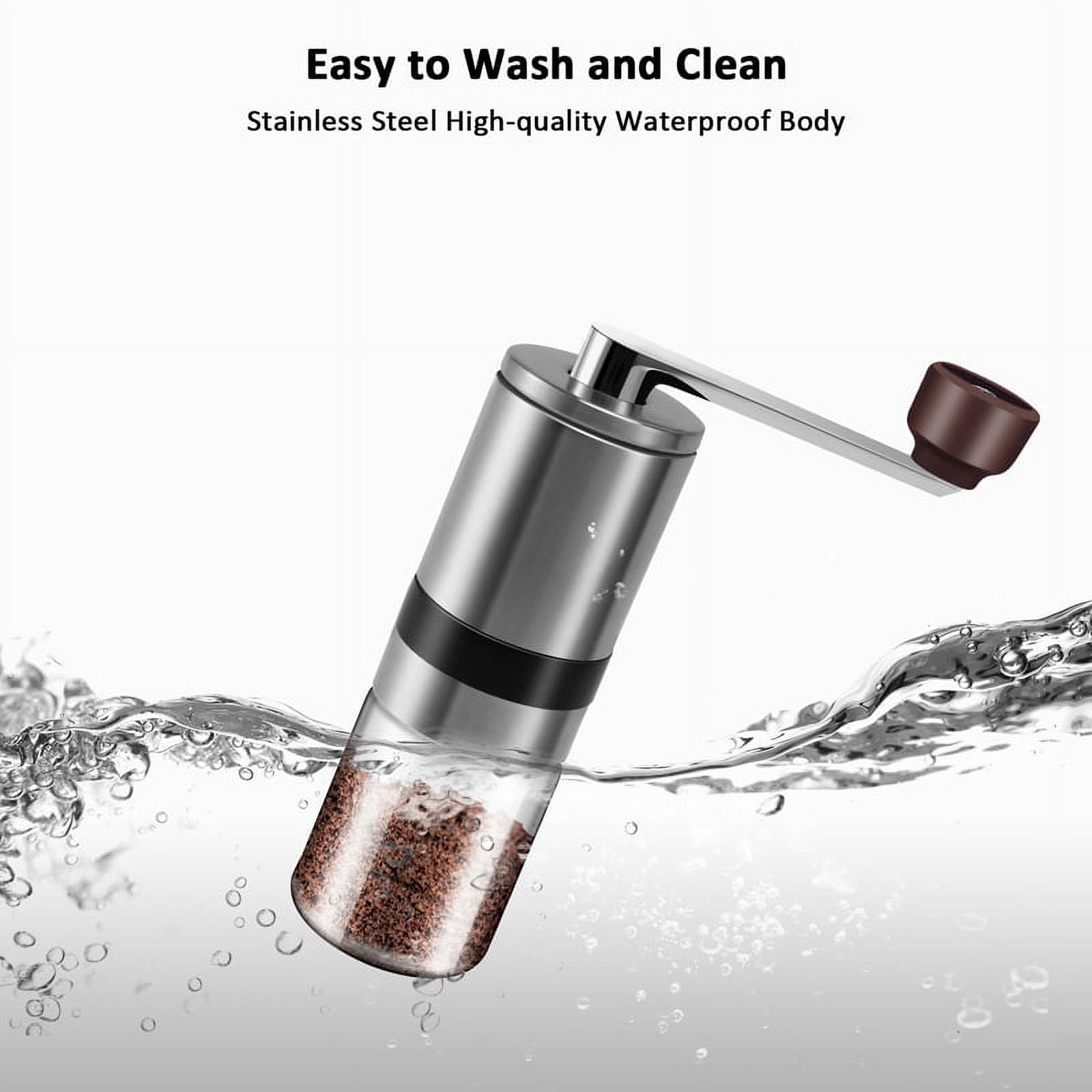 Manual Coffee Grinder - Hand Coffee Mill with Ceramic Burrs 6 Adjustable Settings stainless steel8297