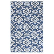 SAFAVIEH Blossom Cletus Geometric Wool Area Rug, Navy/Ivory, 8' x 10'