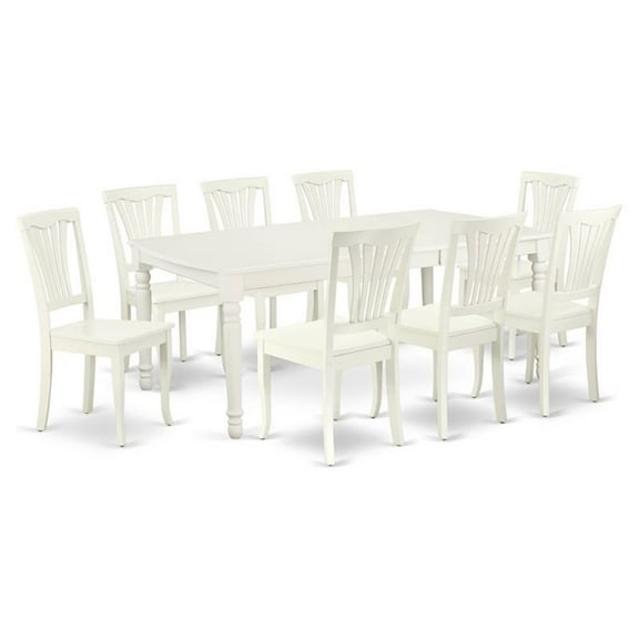 Atlin Designs 9-piece Wood Dining Set with Slatted Chairs in White