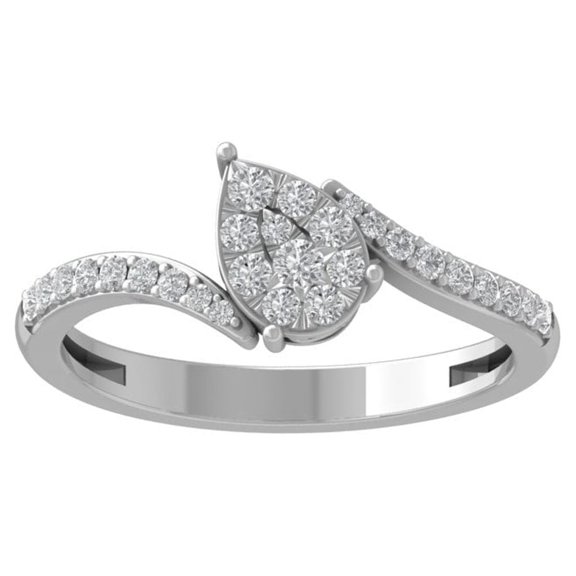 ARAIYA FINE JEWELRY 10K White Gold Diamond Wedding Band Ring (1/3 cttw, I-J Color, I2-I3 Clarity) Size 5