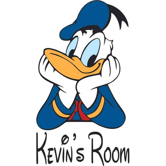 Donald Duck Smiling Disney Cartoon Customized Wall Decal - Custom Vinyl Wall Art - Personalized Name - Baby Girls Boys Kids Bedroom Wall Decal Room Decor Wall Stickers Decoration Size (40x20 inch)