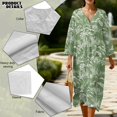 thumbnail image 5 of DISNIMO Women Dress Monstera Leaf Printed 2025 3/4 Sleeve Maxi Dresses Fashion Plus Size Dresses V Neck Casual Loose Midi Dress, XL, 5 of 6