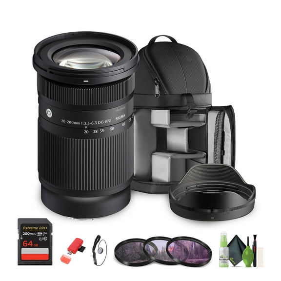 Sigma 20-200mm f/3.5-6.3 DG L-Mount (796969) Bundle. The Ideal Lens for Professional Portraits, Weddings Indoor/Outdoor Adventure, Wildlife, Travel, Sarfari, Photography use   Accessories