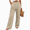 thumbnail image 6 of Plus Size Lounge Pants for Womens Fashion Wide Leg Cargo Sweatpants Elastic Drawstring High Waist Casual Sweat Pants With Pockets, 6 of 8