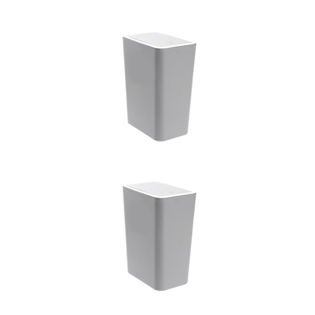 mmirethe 1/2/3 Nordic Trash Can - Press Open Lid Wide Application Less Space Rectangular Trash Large Capacity Grey S 2PCS