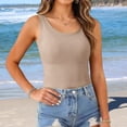 thumbnail image 3 of Thin Strap Adjustable Camisole Tops Ladies Removable Detachable Design Breathable Light Fabric Sleeveless Shirts for Travel Shopping Gym Racerback Cami Tank Tops (Khaki,4XL), 3 of 5