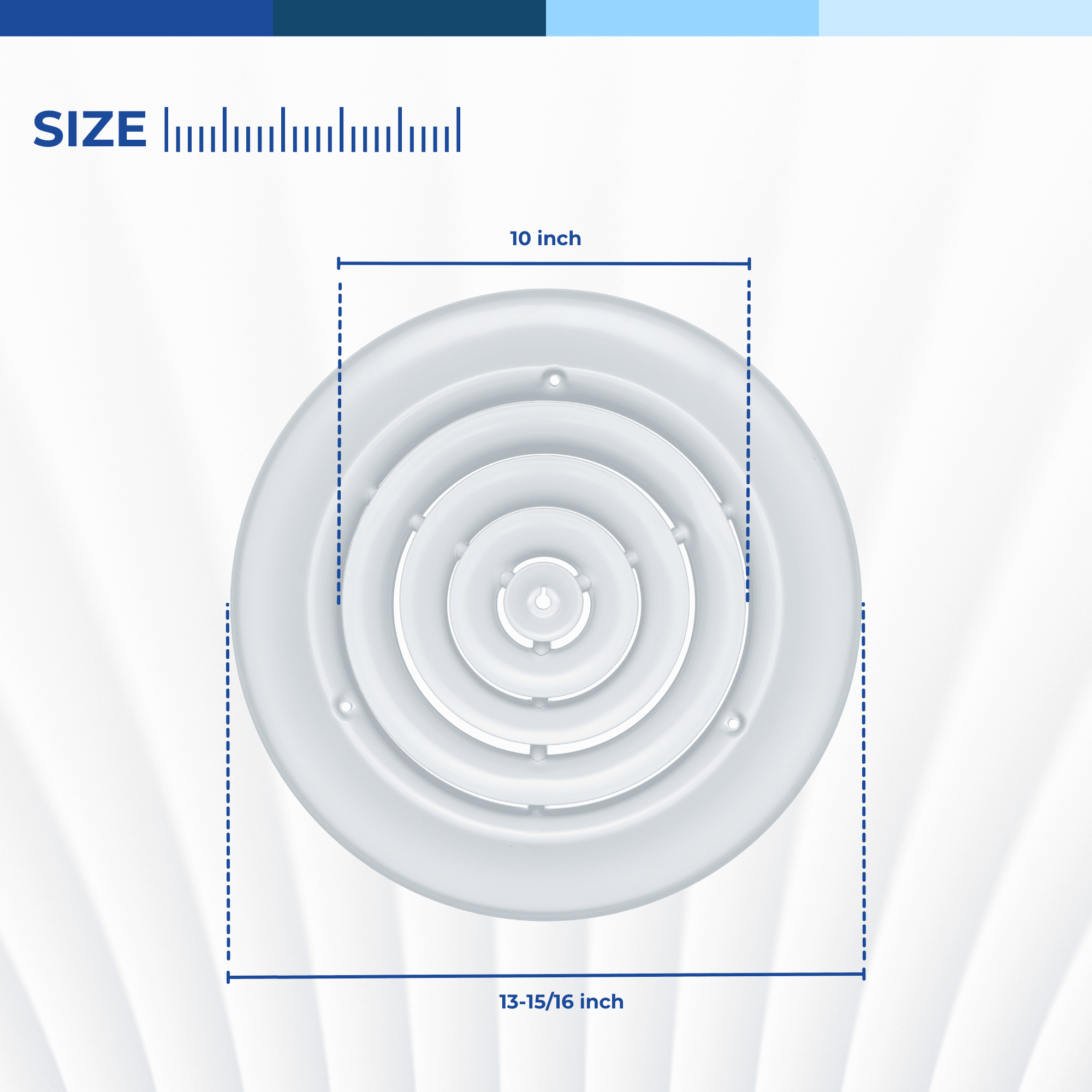 Fits 10 Inch Neck Air Duct | Steel Round Air Supply Diffuser for Ceiling by Handua | Round Diffuser Vent Cover | White | Outer Dimension: 13-15/16"