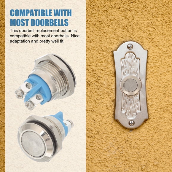 HONITANO 2Pcs Heavy Duty Doorbell Button Replacement Kit Nickel Copper Material Assorted