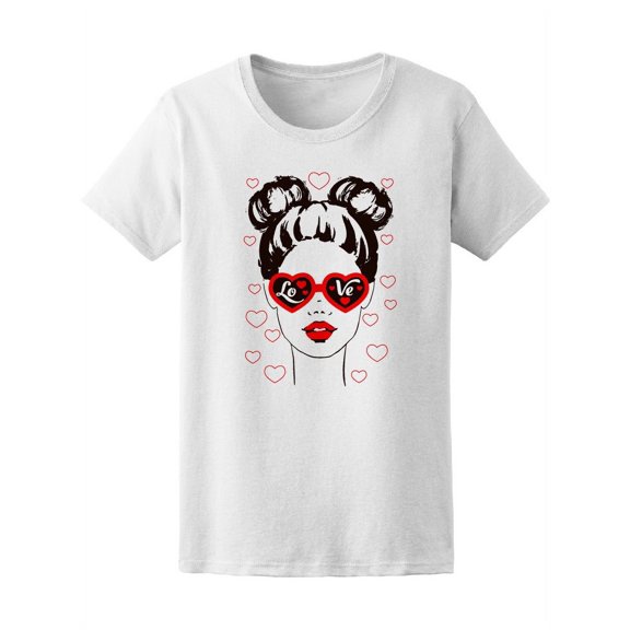 Fashion Girl Face With Hearts Women's Tee - Image by Shutterstock