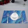 thumbnail image 2 of MKHERT Elegant Teal Mosaic Tiles Waves Placemats Table Mats for Dining Room Kitchen Table Decoration 12x18 inch,Set of 4, 2 of 4