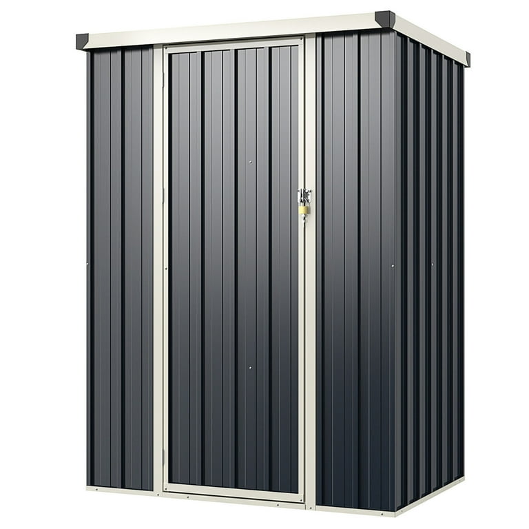 Gymax Metal Outdoor Storage Shed, 4 x 3 FT, Galvanized Steel