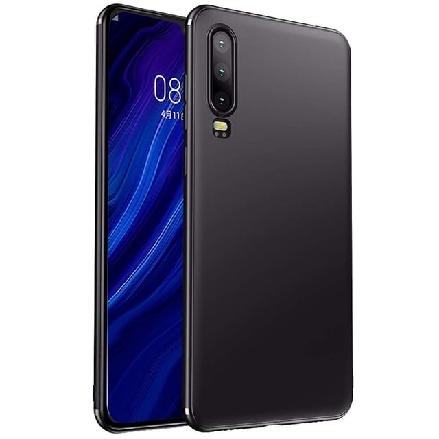 Funda Protectora de TPU Ultrafina QWYJ para Huawei P30 Negro Matte Minimalista