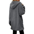 thumbnail image 6 of Women Oversized Zip Up Hooded Outerwear Coat With Pockets Soft Warm Jacket For Cold Weather Comfort, 6 of 8