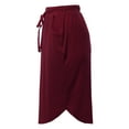 thumbnail image 3 of A2Y Women's Elastic Waist Self Tie Tulip Hem Side Pocket Skirt Dark Burgundy S, 3 of 5