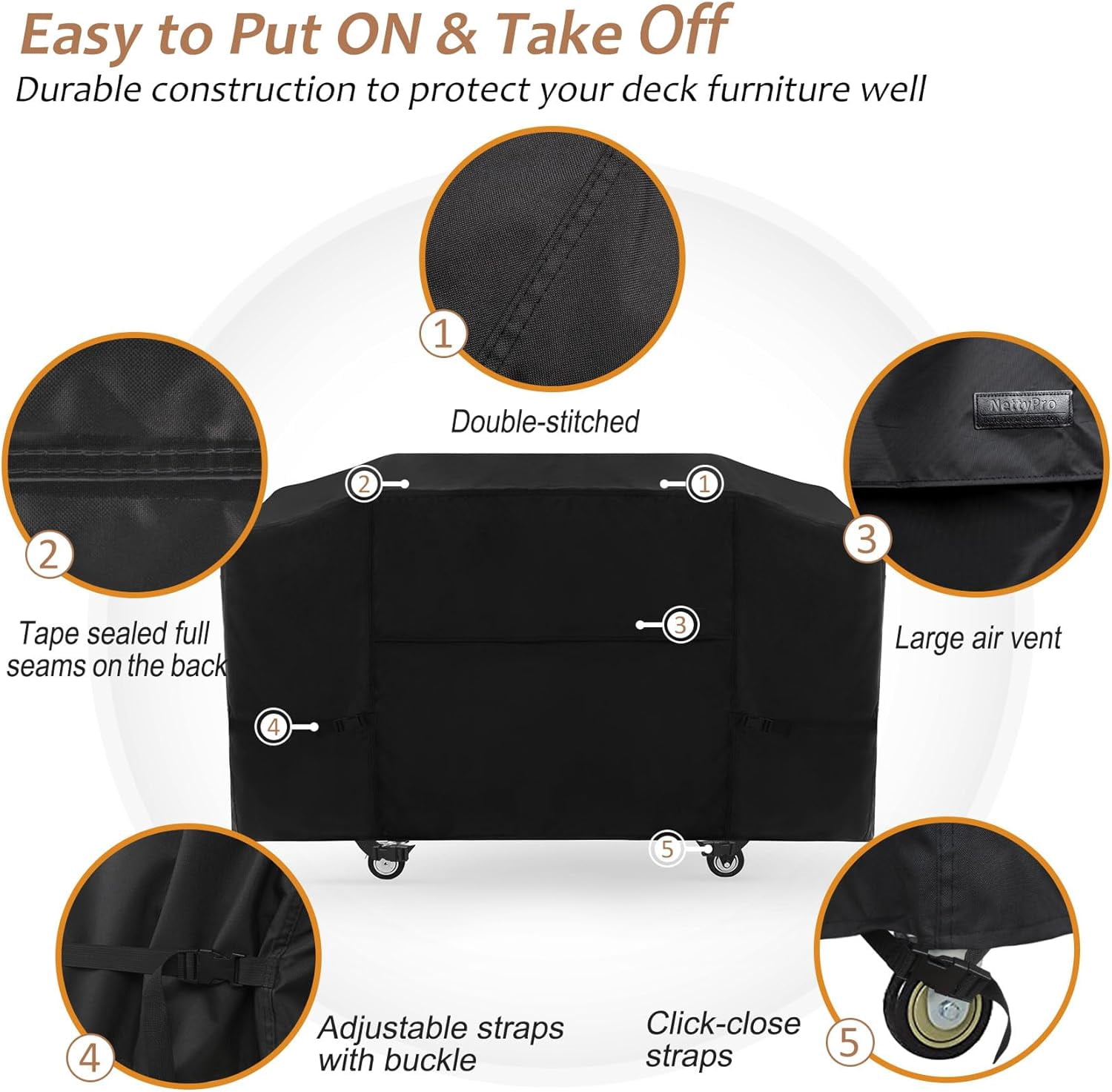 Griddle Cover for Blackstone 36 inch Griddle Waterproof UV Resistant 4 Burner Flat Top Gas Grill Cover for Blackstone 36" Griddle Cooking Station and Camp Chef FTG600, Black