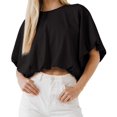 thumbnail image 2 of Solid Color Summer Women Crew Neck Crop Tops, 2 of 4