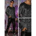 thumbnail image 5 of Unique Bargains Men's Velvet Shirts Vintage Crew Neck Long Sleeve Velour T-Shirts S Black, 5 of 6