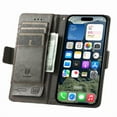 thumbnail image 4 of Decase for iPhone 16 Pro Flip Wallet Cover,Shockproof Flip Kickstand PU Leather Case with Cash & Card Slots Holder Stand Cover, Business PU Leather Wallet Phone Case for iPhone 16 Pro,Gray, 4 of 9