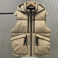 thumbnail image 2 of Zedker Men's Lightweight Sleeveless Puffer Vest with Hood Water-Resistant Outdoor Vest Jacket with Pockets Brown XL, 2 of 6