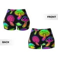 thumbnail image 3 of Sigee Bright Mushrooms Print Women's High Waist Workout Shorts - Squat Proof, Tummy Control, Yoga and Gym Activewear-, 3 of 9