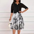 thumbnail image 2 of Vestido de Manga Corta para las Mujeres Cuello de Tripulación Casual Primavera Y Verano de Uso Diario, Diseño de Empalme Halagador con Tela Estirable Confort, 2 of 7