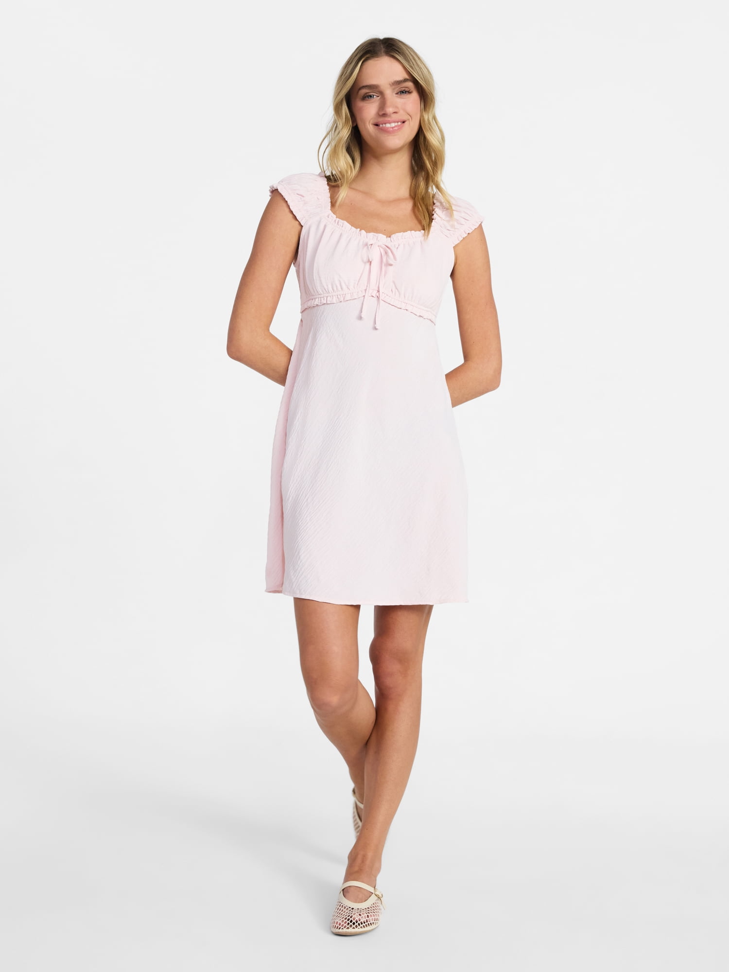 No Boundaries Fit and Flare Mini Dress with Short Sleeves, Women's XXS-XXL
