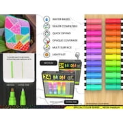 24 Neon Fluorescent Acrylic Paint Pens Markers Set 3mm (MEDIUM)