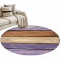 thumbnail image 6 of Farmhouse Purple Brown Round Rug 3ft Washable Circle Entryway Rugs Non Slip Vintage Wooden Striped Area Rug Indoor Floor Carpet for Bedroom Kitchen Living Room Home Office Dining Room Nursery, 6 of 8