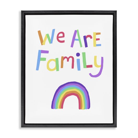 Stupell Industries Contemporary We Are Family Rainbow Black Floating Frame Canvas Art, 17 x 21, by Carla Daly