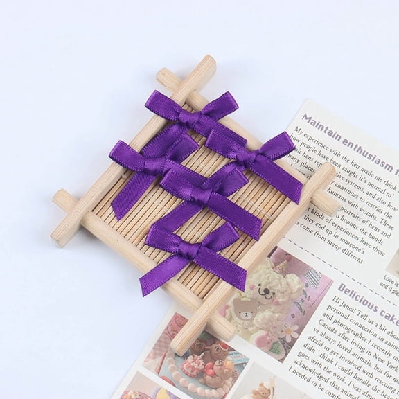 ERDOUY 50-Piece 1.6 Inch Small Satin Ribbon Bows, Mini Fabric Bow Embellishments for DIY Crafts, Sewing Projects, Wedding & Birthday Party Decor, Dark Purple