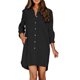 thumbnail image 2 of Vestido informal de manga larga liso para mujer - Cuello alto, detalle de bolsillo - Poliéster y spandex para otoño/invierno, 2 of 5
