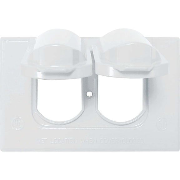 Southwire Single Gang Horizontal White Weatherproof Duplex Cover WCH1DUPW-UPC