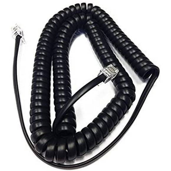 Combiné Téléphonique Noir Plat de 12 Pieds avec Cordon Bouclé et Longue Durée (Veuillez Lire la Description Complète)
