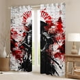 thumbnail image 2 of Manfei Graffiti Samurai Black Out Curtains for Boys Men, Red Wave Curtains Pack of 2 (42x63 Each), Black Red White, 2 of 6