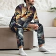 thumbnail image 7 of Yiaed Astronaut Cat Print Men’s Pajamas Set - Long Sleeve Button Down Sleep Shirt and Pajama Bottoms Sleepwear Set Mens Pjs Sets Men's Pajama Bottoms-Medium, 7 of 7