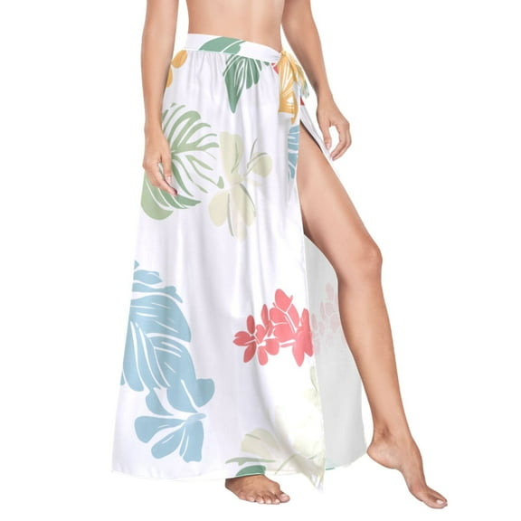 Women Sarong Wraps Elegant Tropical Floral-t8 Swimsuit Beach Pareo Bikini Coverups Skirt M