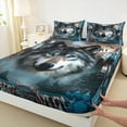 thumbnail image 3 of Manfei 3D Wolf Animal Twin Sheet Sets, Tribal Dream Catcher Twin Fitted Sheet, Bohemian Western Wildlife Flat Sheet, Lightweight Room Decor, 3pcs, 3 of 7
