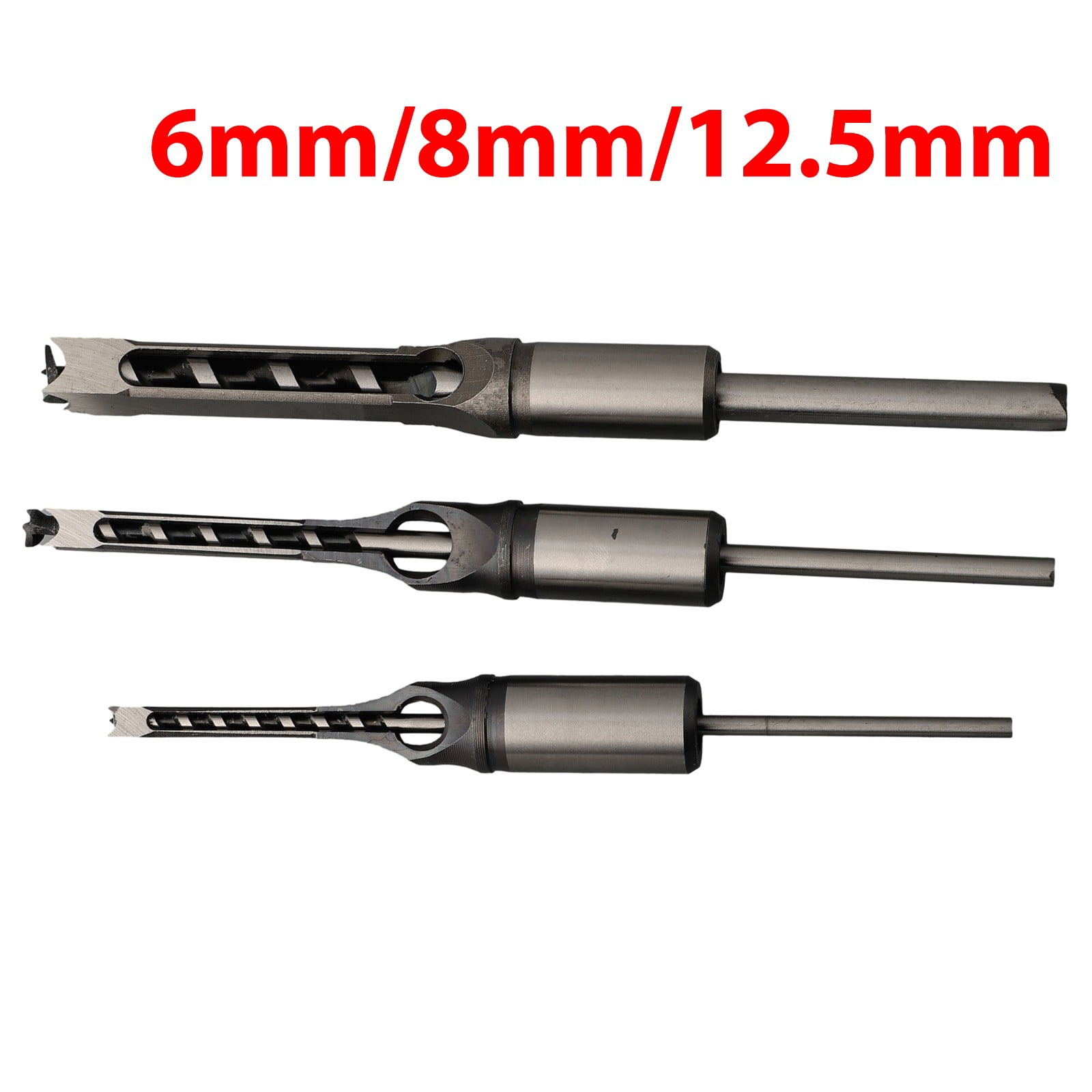 3Pcs Square Hole Auger Drill Bit Set Mortising Woodworking Saw Mortise Chisel