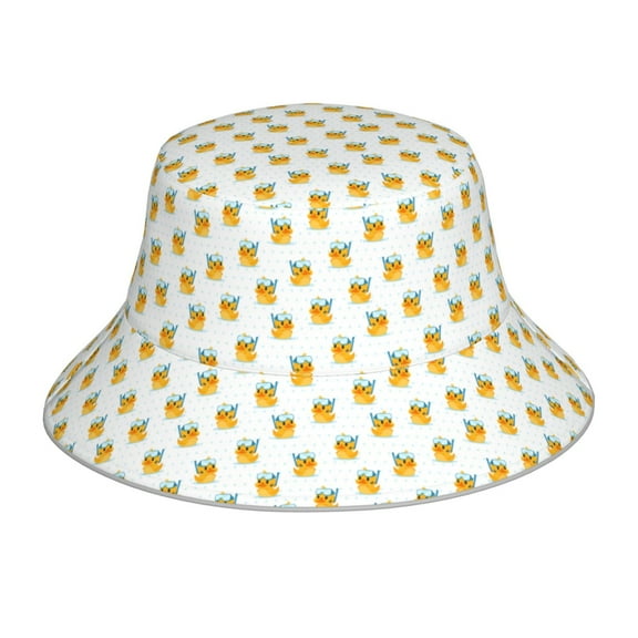 KLL Cute Duck Diver Bucket Hat for Women Men Packable Travel Beach Sun Hat Outdoor Rave Accessories Reflective Fisherman Cap