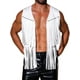 thumbnail image 1 of INSPIRE CHIC Chalecos para hombres con flecos retro, chalecos sin mangas de frente abierto, S Blanco, 1 of 6
