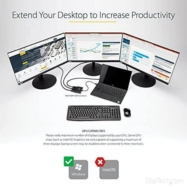 StarTech.com 3-Port USB-C Multi-Monitor Adapter, USB Type-C to 3x 1080p  HDMI Laptop MST Hub / Display Splitter, Windows