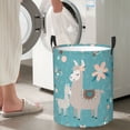 thumbnail image 5 of Fuzoiu Teal Mama Llama Print Circular Hamper,Laundry Basket with Handle,Collapsible Laundry,Dirty Clothes Storage Basket,for Bedroom Bathroom Dorm Living Room-Medium, 5 of 6