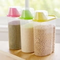 thumbnail image 4 of KAKOWELY Cereal Container with Pour Spout and Measuring Cup Plastic Clear Food Saver Airtight Watertight Cereal Keeper Food Storage Containers for Rice Grain Cereal Oatmeal Sugar Nuts Beans Size L, 4 of 4